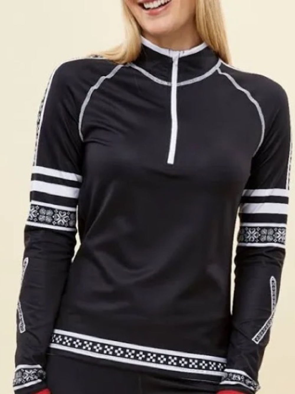 NWT Krimson Klover Folklore Top 1/4 Zip STP Black Fair Isle Size S